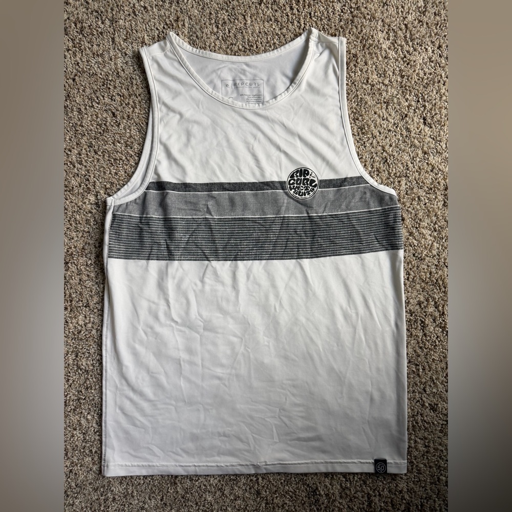 Rip Curl White and Gray Men's Tank Top